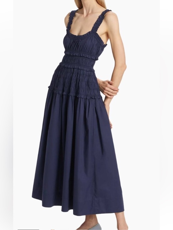 Doen Dresses & Skirts - Caroline Constas Marianne Shirred Smocked Nap Dress in Navy Blue M Medium (Doen